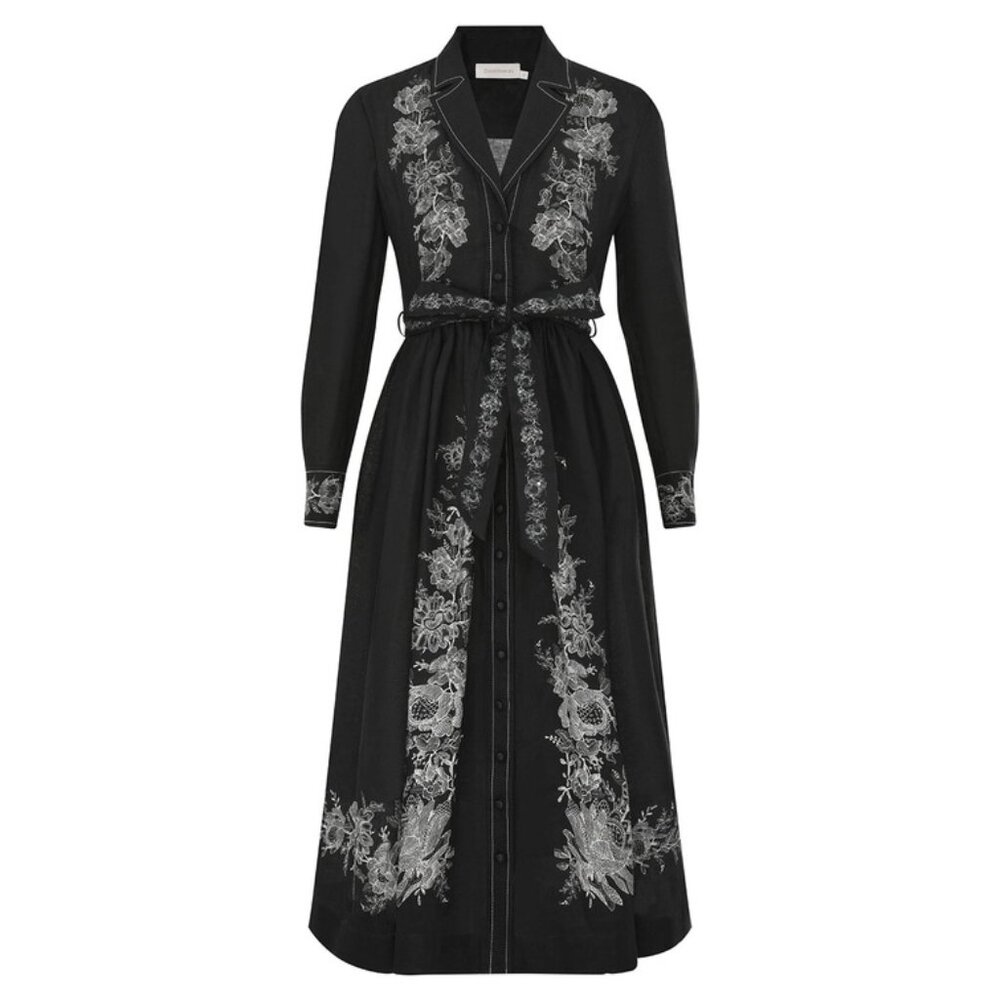ZIMMERMANN black midi shirt dress size 0/ US 4 - Picture 4 of 16